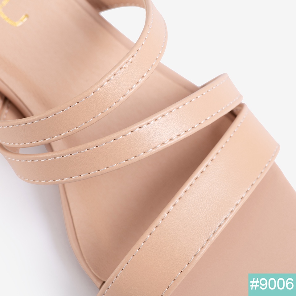 Dép Guốc Cao Gót Nữ Không Quai Kiểu Basic MINSU M9006 Dáng Dép Sandal Cao 3Cm Mũi Vuông