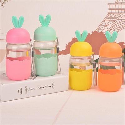 BN2 Bình Nước Thủy Tinh Nắp hoa quả 300ml thuỷ tinh bình nước hoa quả cute chai nước dễ thương