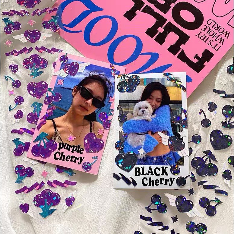 Miếng dán chống thấm nước họa tiết trái cherry 3D dễ thương dùng trang trí thủ công