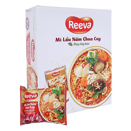 THÙNG 30 GÓI MÌ LẨU NẤM CHUA CAY REEVA 85G tặng 6 ly ba miền | BigBuy360 - bigbuy360.vn