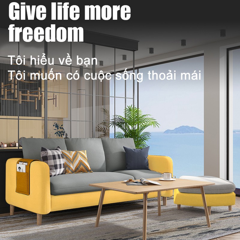 Giường sofa hiện đại sofa căn hộ hiện đại Bắc Âu nội thất chung cư phòng khách đơn giản FU439