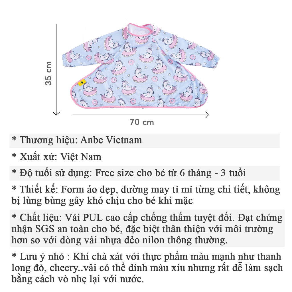 Áo Yếm Ăn Dặm Thần Kỳ Dài Tay Chống Thấm BLW Cho Bé ANBE VIETNAM