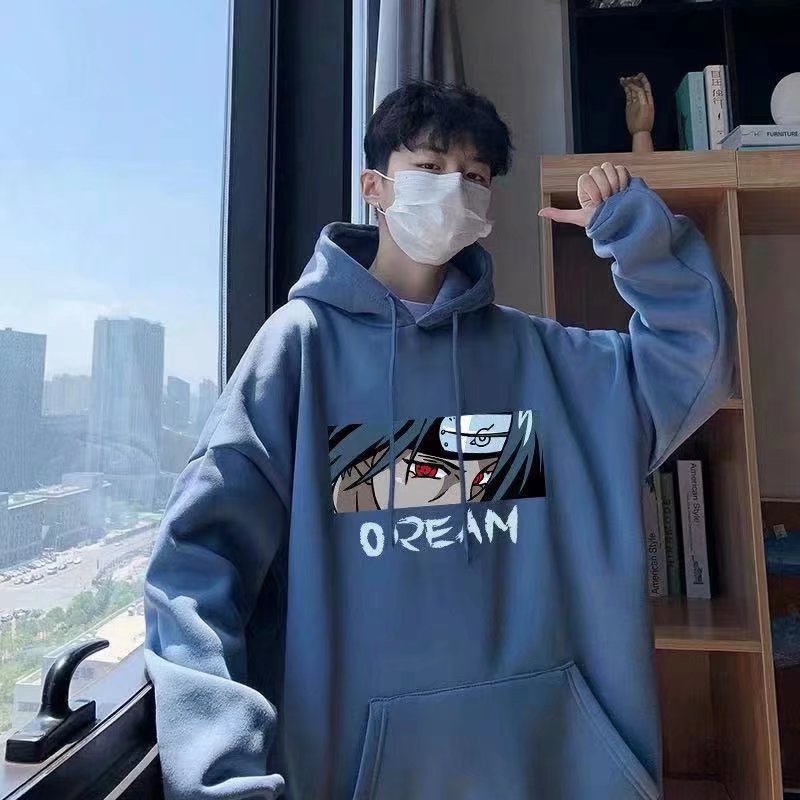 Áo hoodie dáng rộng in họa tiết hoạt hình phong cách hip hop Hàn Quốc thời trang cho nam size M-3XL