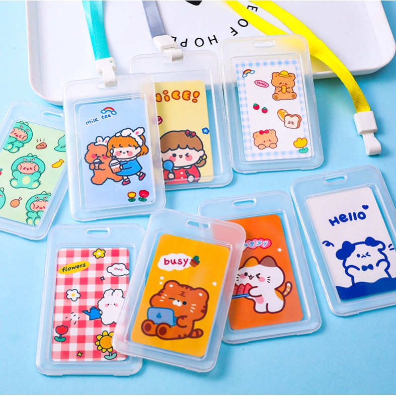 Dây treo thẻ bảng tên giá rẻ kèm hộp đựng nhựa hình dễ thương thời trang Hàn Quốc tiện dụng
