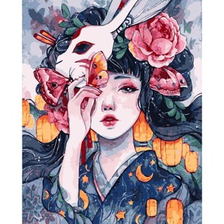 【HÀNG SẴN】💥 Tranh Tô Màu Số Hóa Giá rẻ 💥 Đã căng khung DIY - 【Cô Gái Mặt Nạ】 Nàng thơ