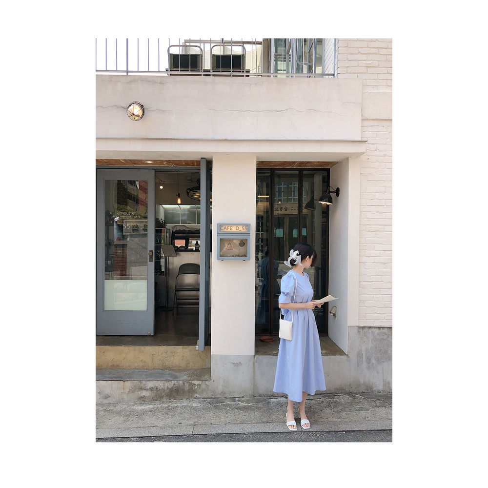 Đầm Dáng Dài Tay Ngắn Kiểu Dáng Đơn Giản Quyến Rũ Thời Trang Nữ