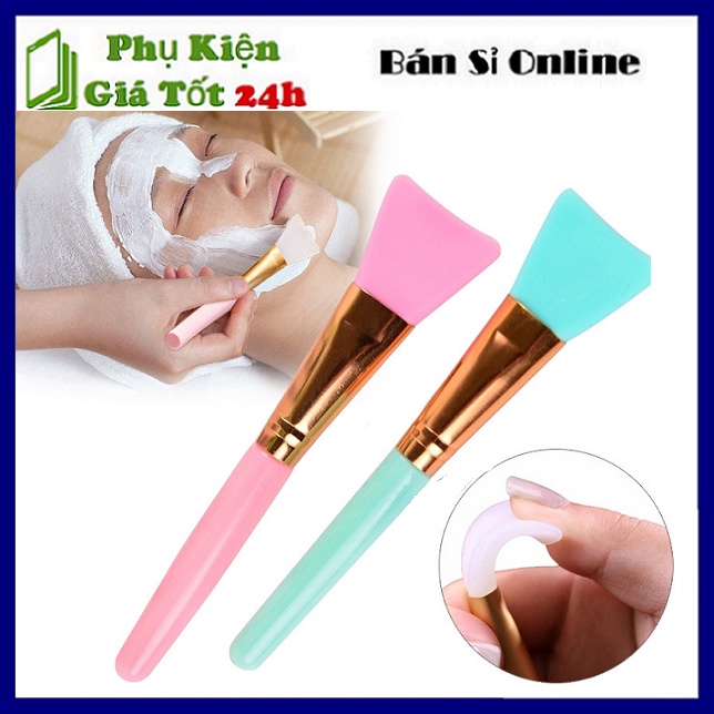 Cọ, chổi đầu silicon mềm quét, trộn bột đắp mặt nạ cán nhựa cao cấp , dụng cụ trang điểm tiện ích cho mọi người
