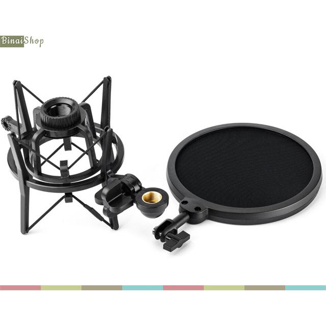 Shock mount kèm màng lọc âm cho micro Transhine SH-100
