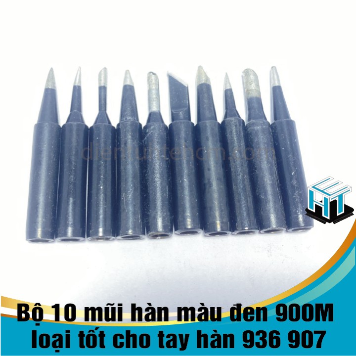 Bộ 10 mũi hàn màu đen 900M loại tốt cho tay hàn 936 907