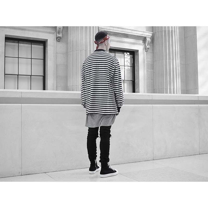 Áo Thun Sweater Unisex tay dài nam Sọc Ngang Cổ Lọ TNS103 | BigBuy360 - bigbuy360.vn