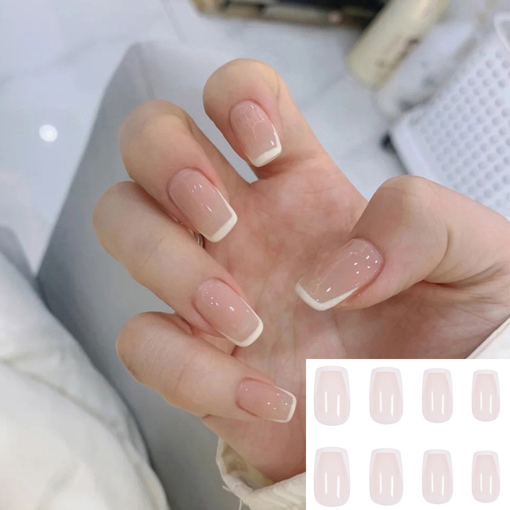 [Hàng mới về] 24 Móng tay giả thời trang Pháp thời thượng kèm keo dán