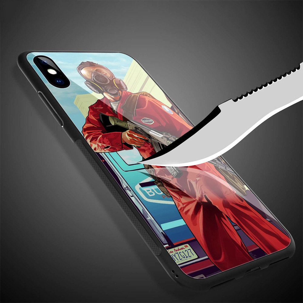 Ốp Điện Thoại Kính Cường Lực Cạnh Mềm Hình Game Gta 5 Grand Theft Fy61 Cho Apple Iphone 11 Pro Xs Max Xr X 8 7 6 6s Plus