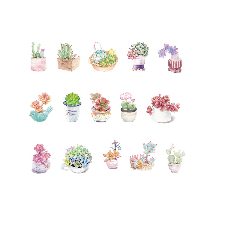 Flowertree Set 45 Miếng Dán Trang Trí Sổ Tay