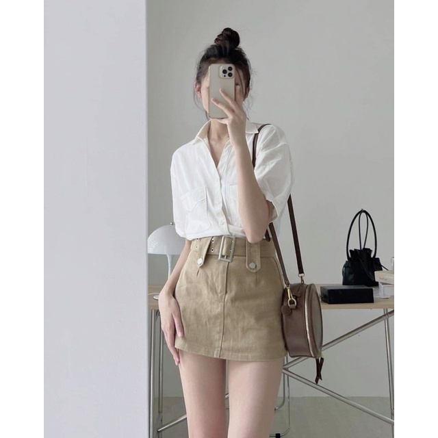 [HOT QUẢNG CHÂu]Chân váy kaki jean quảng châu kèm đau to chất chơi Chân váy kèm quần trong dày dặn