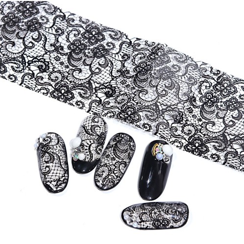 Set 10 miếng foil ren trắng đen