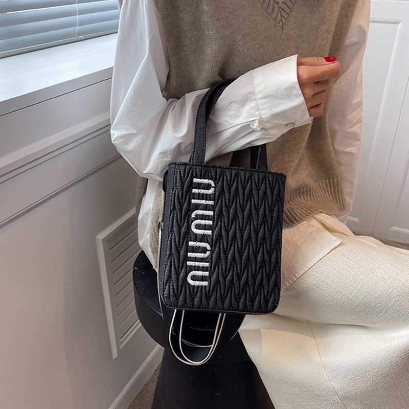 IELGY Túi Đeo Chéo denim In Chữ niche Thời Trang Cho Nữ