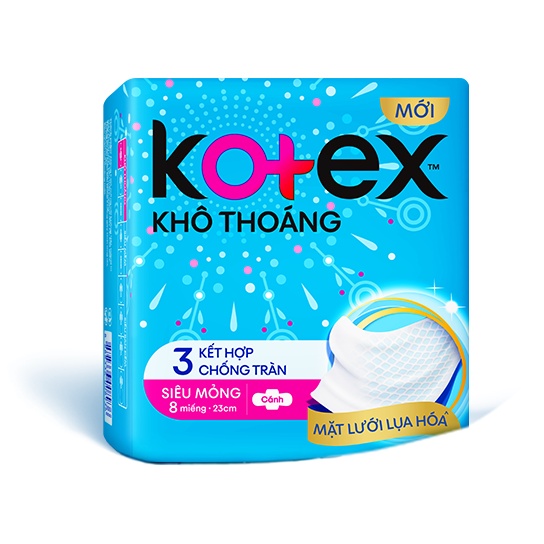 [Tặng 2 miếng ban đêm] Băng vệ sinh khô thoáng siêu mỏng có cánh Kotex 23cm