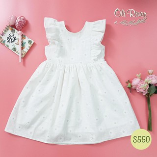 Váy trắng Thêu Hoa Cúc Cho Bé Gái