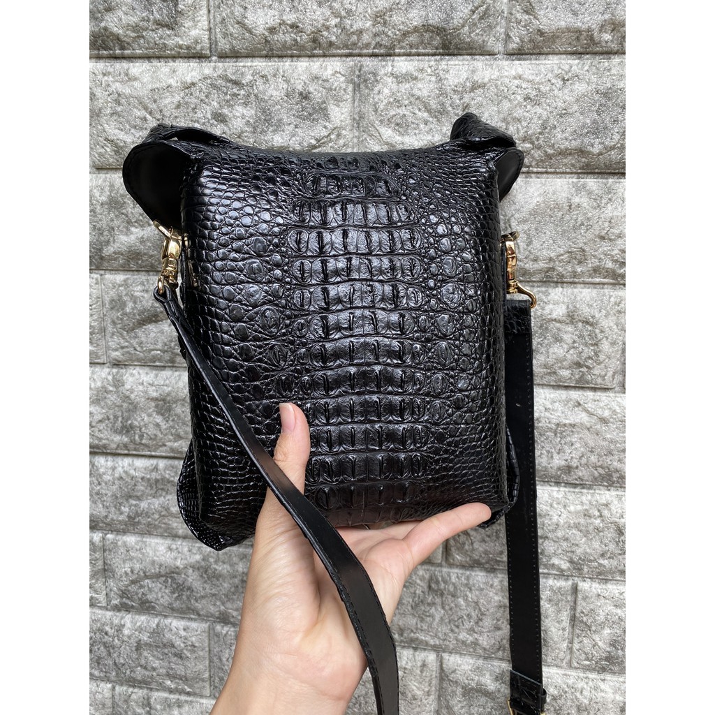 TÚI DA CÁ SẤU NGUYÊN CON MINI 18x20CM