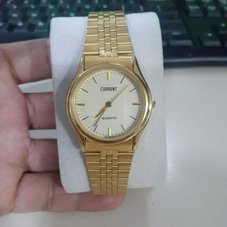 Đồng hồ nam nữ Current dây thép mạ vàng second hand