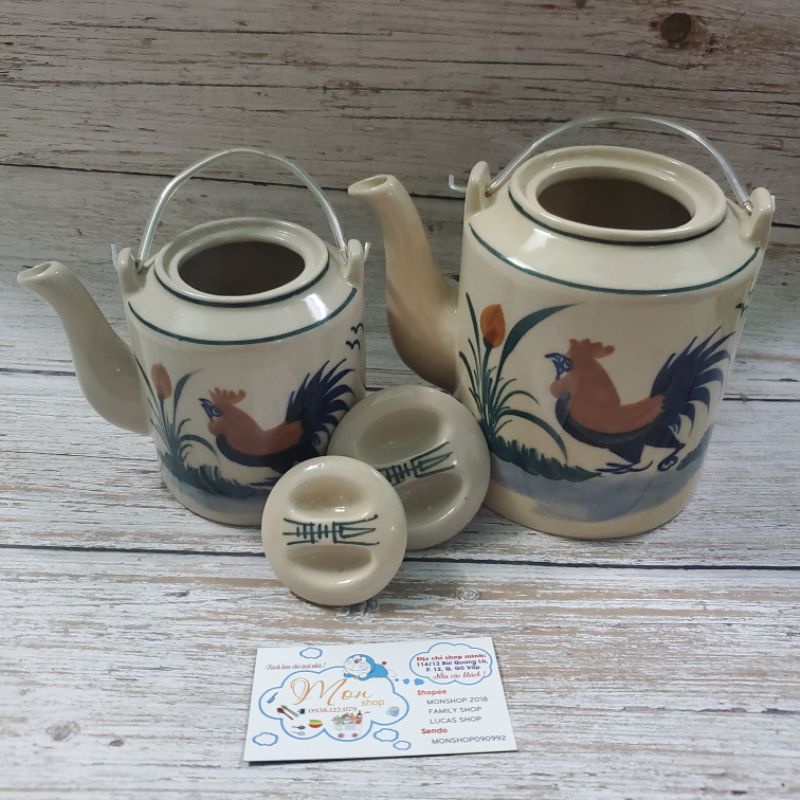 💢Ấm Tích Gốm Xưa 💥Họa Tiết Vẽ Tay👍 Con Gà Trống🐓. 👌😉