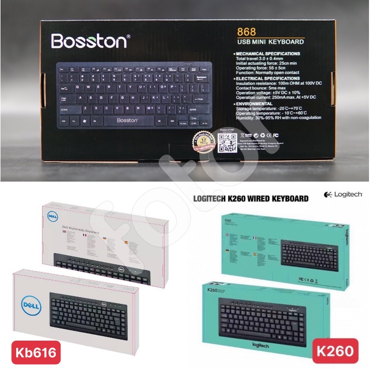 BÀN PHÍM MINI LOGITECH K260, DELL KB616, BOSSTON 868 (HÀNG NHẬP KHẨU)