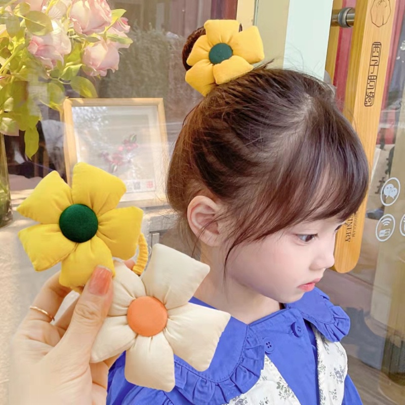 Dây Buộc Tóc Cao Su Co Giãn Tốt Đính Hoa Nhỏ Xinh Xắn Cho Bé Gái