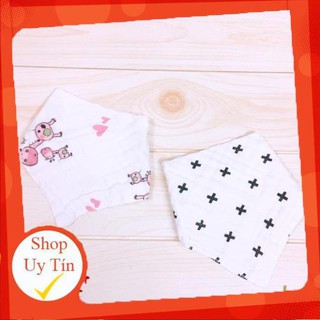 ✅ Yếm tam giác 4 lớp dành cho bé, khăn xô tam giác đen trắng