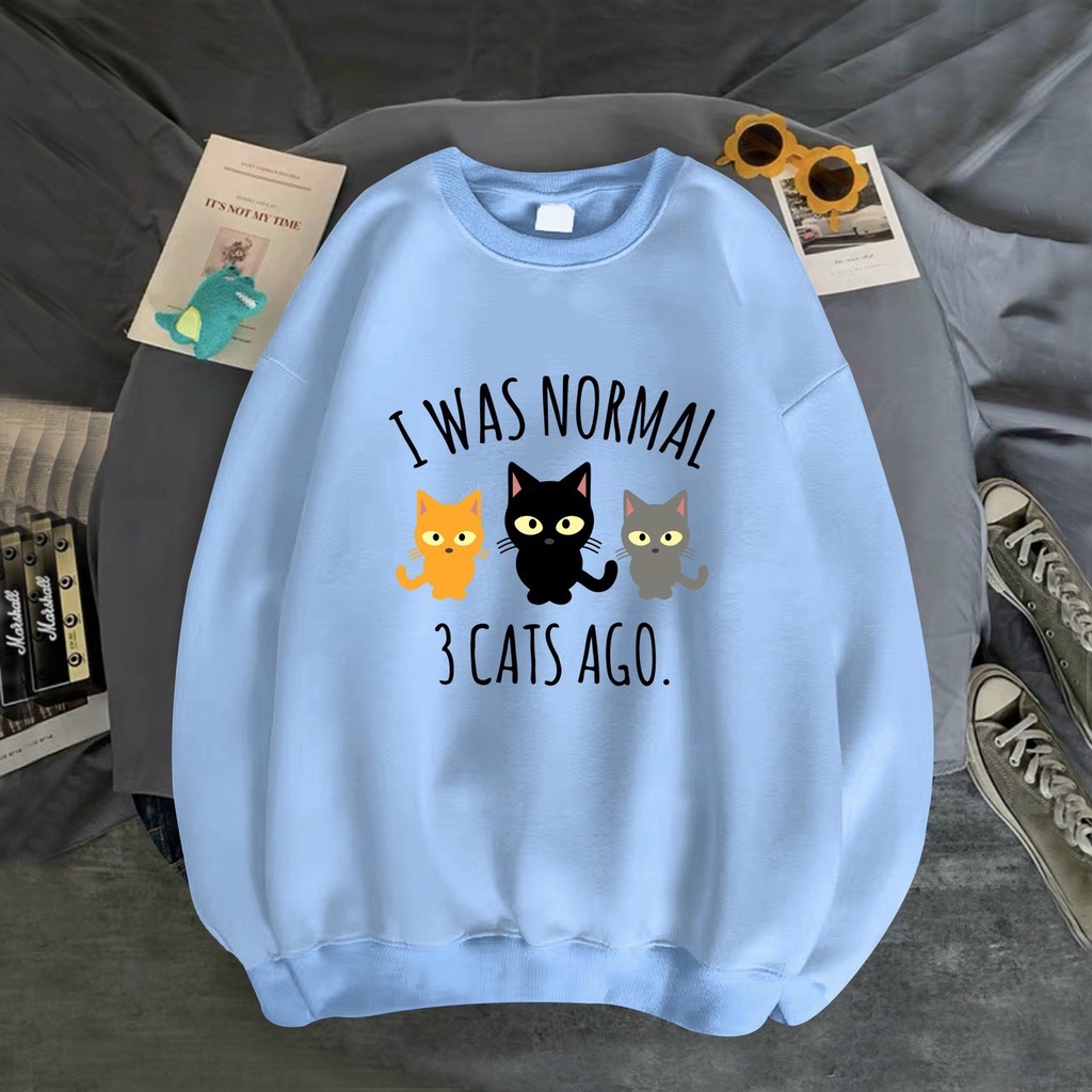 ÁO SWEATER NỈ UNISEX  NAM NỮ IN 3 CATS AGO CỰC ĐẸP