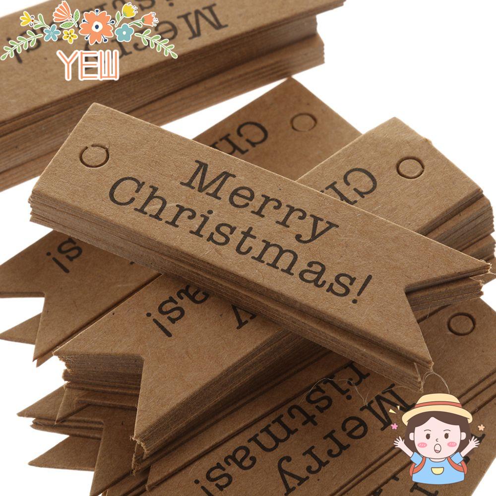 Set 100 Thẻ Giấy Kraft Có Dây Treo Trang Trí Giáng Sinh