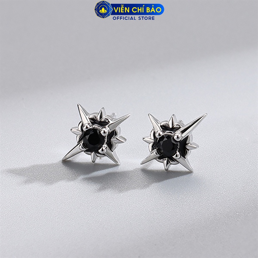 Bông tai bạc nữ sao kim cương 2 màu đen trắng chất liệu bạc 925 thời trang phụ kiện trang sức Viễn Chí Bảo B000040