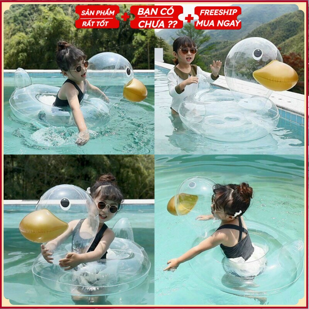PVN29637 Phao Bơi Vịt Trong Suốt Cho Bé T2
