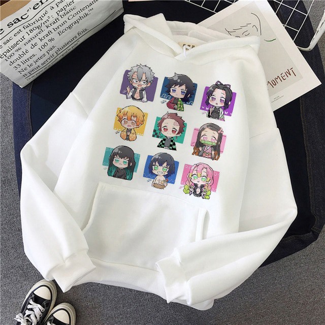 Áo Hoodie Demon Slayer Kimetsu No Yaiba cực đẹp màu trắng
