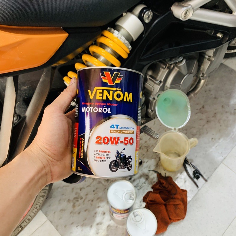 Nhớt Tổng Hợp 100% Xe Số - Tay Côn - Moto PKL VENOM 10W-40 - 20W-50 - MOTOROL 4T FULLY SYNTHETIC - Made in UAE