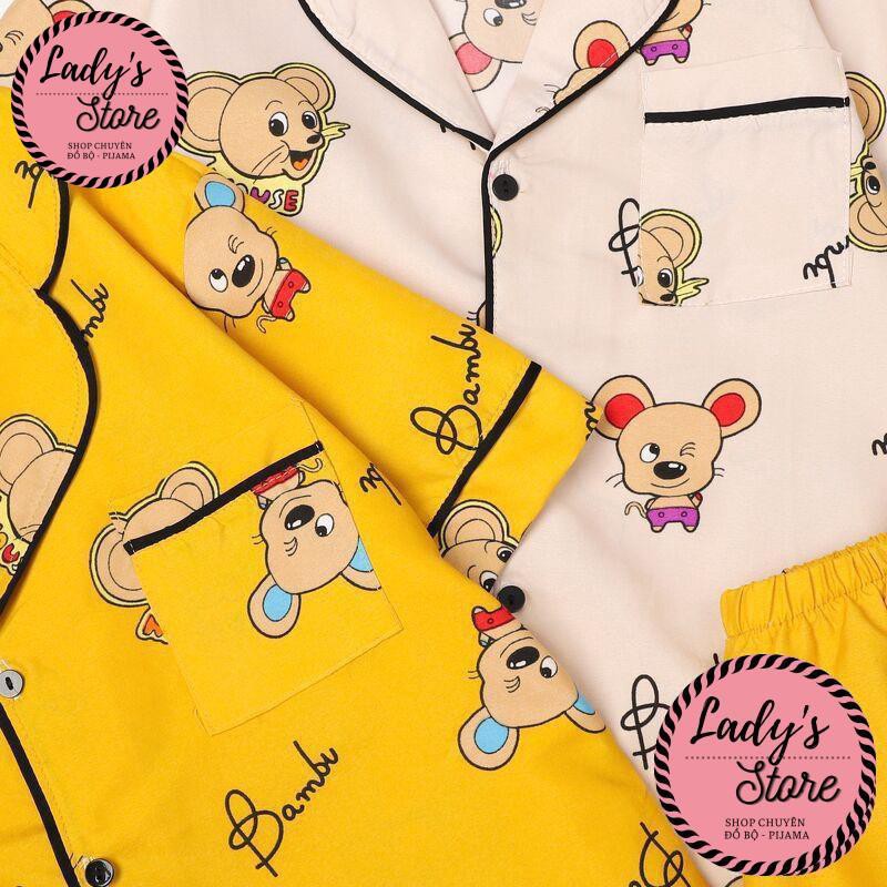 Đồ bộ nữ pijama lụa ngủ mặc nhà Kate Thái tay ngắn quần dài bigsize dễ thương JUSOKA