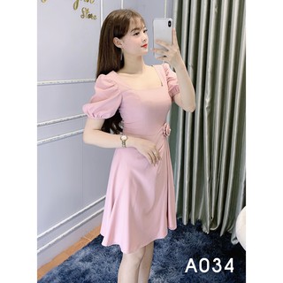 Đầm Công Sở Dáng Suông Ôm Eo Đính Hoa - She Loves A034 Màu Hồng Phấn
