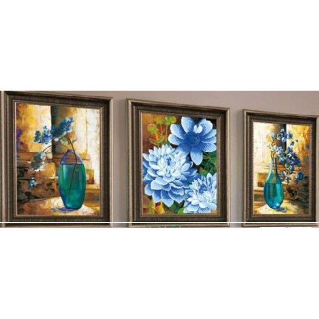 Tranh đính đá bộ hoa ba bức df2744 (150x60)