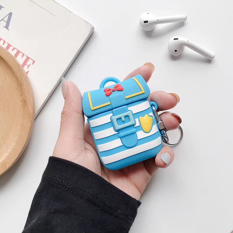 Minnie Duck Pattern Casing School Bag 3d Design AirPods Case Red Blue Silikon AirPod Soft Cover For Apple AirPods 1 2