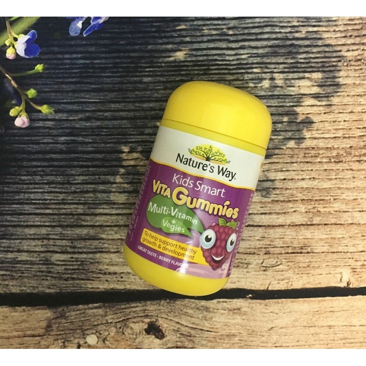 Kẹo dẻo bổ sung Vitamin + Chất xơ số 1 Úc -Nature’s Way Kids Smart vita Gummies Multi Vitamin + Vegies 60 Viên