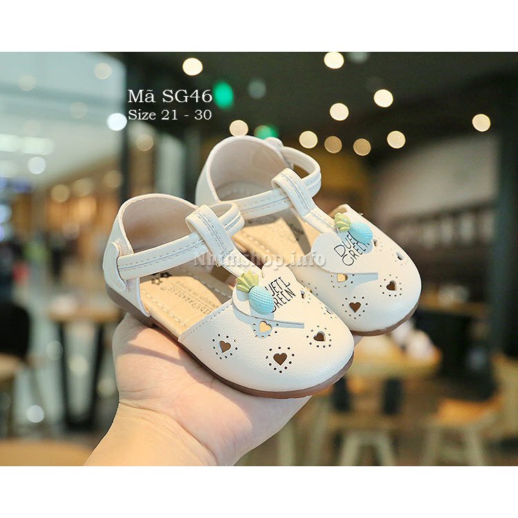 Giày sandal bé gái kiểu búp bê màu trắng tiểu thư xinh xắn cho bé 1 - 5 tuổi phong cách Hàn SG46