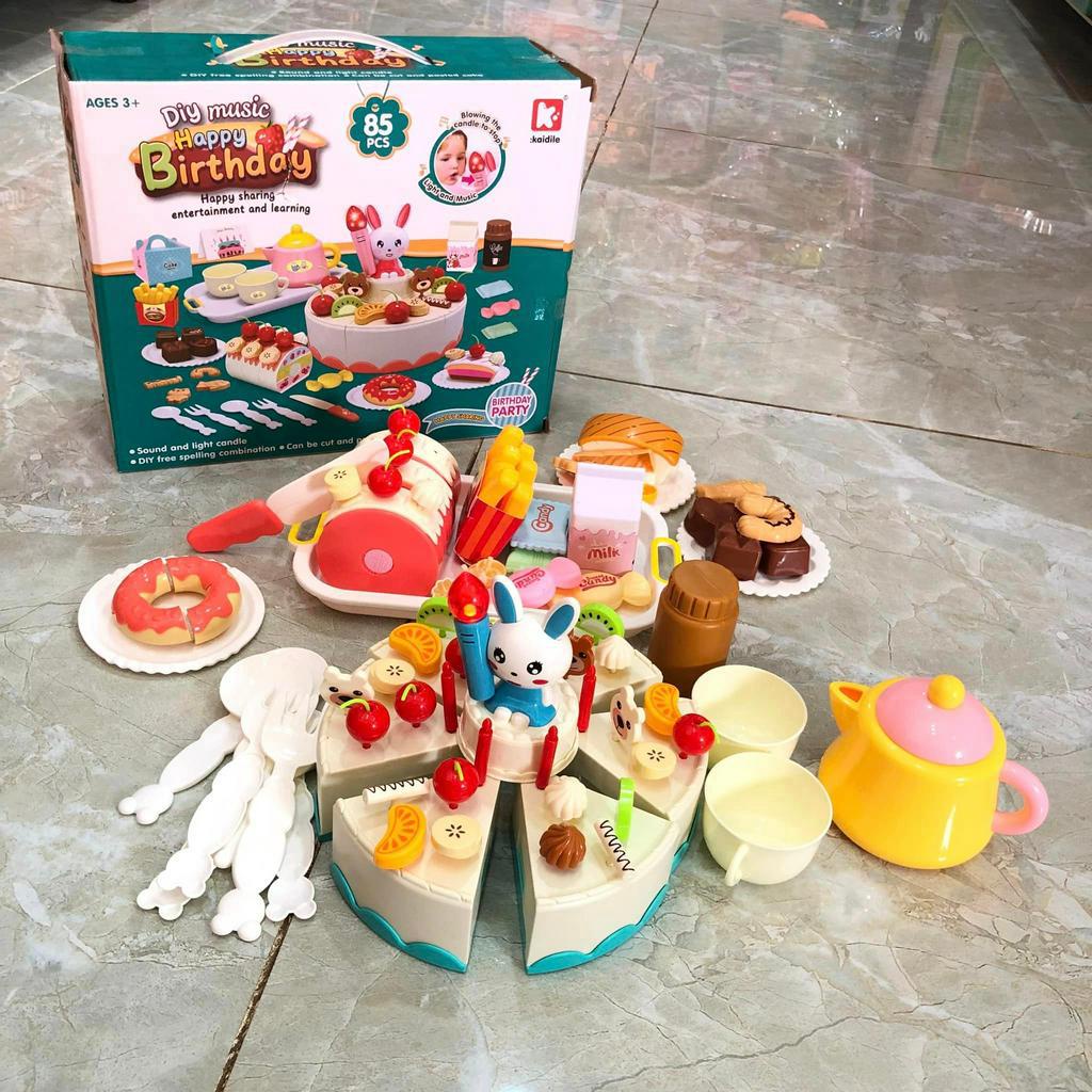 Đồ Chơi Bánh Sinh Nhật Loại To 85 Chi Tiết Kèm Nhạc Và Đèn - Bánh Kem Sinh Nhật Cho Bé