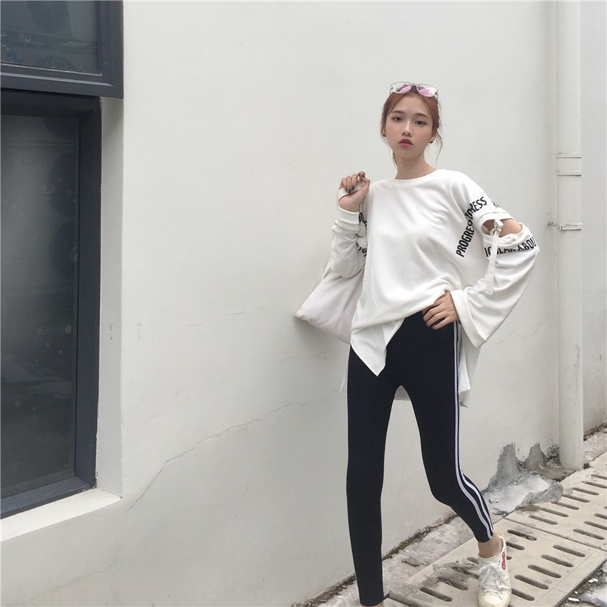 Quần legging kẻ hai sọc co dãn ulzzang 2912