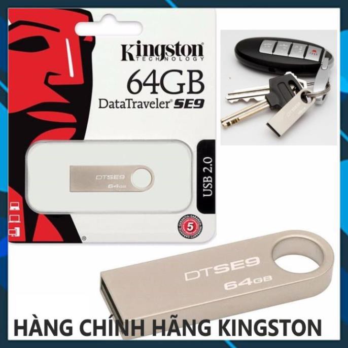 USB Kingston SE9 64Gb/32Gb/16Gb/8Gb/4Gb/2Gb - USB2.0, chống nước, Bảo hành 12 tháng [Giá Hủy Diệt]