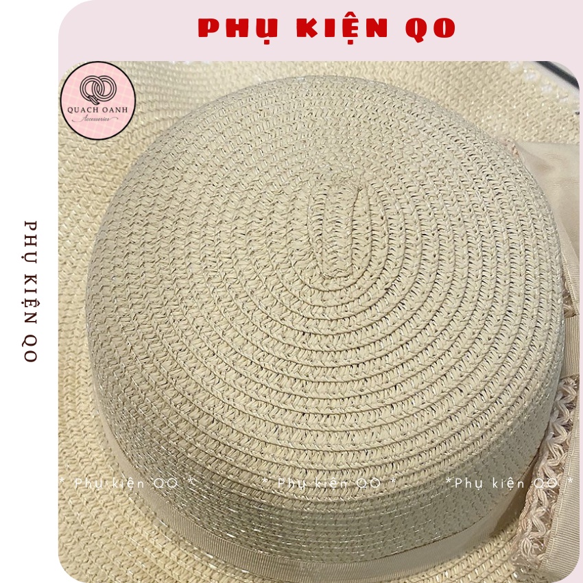 Mũ cói vành rộng sang trọng đính nơ to - MCH14