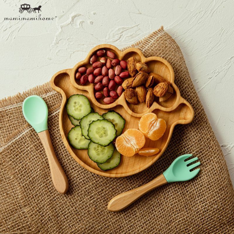 Set 3 dụng cụ bàn ăn Mamimamihome bằng gỗ hình cừu dễ thương dành cho bé