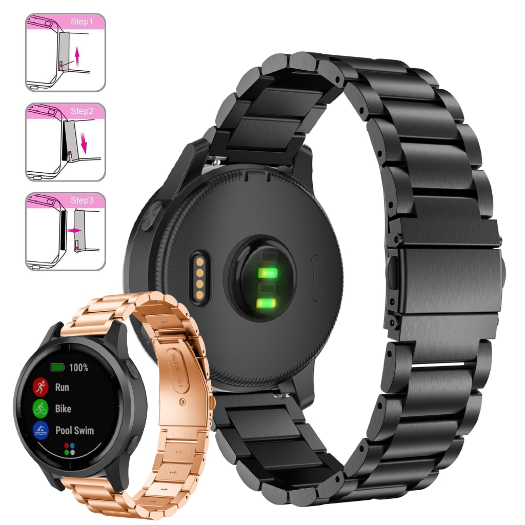 Dây Đeo Thay Thế Bằng Thép Không Gỉ 22mm Cho Đồng Hồ Thông Minh Garmin Vivoactive 4 Fenix Chronos Jr 47mm