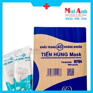 1 thùng - 300 cái khẩu trang kháng khuẩn 4d kf94 tiến hùng màu trắng