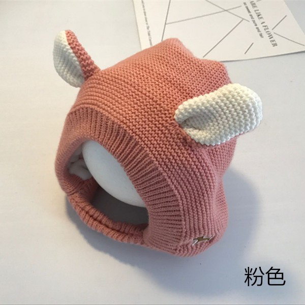 Mũ len dệt kim tai cún thời trang thu đông Hàn Quốc dễ thương giữ ấm cho bé trai và bé gái