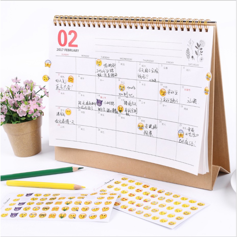 Set 12 tấm sticker mẫu mặt cười emoji màu vàng