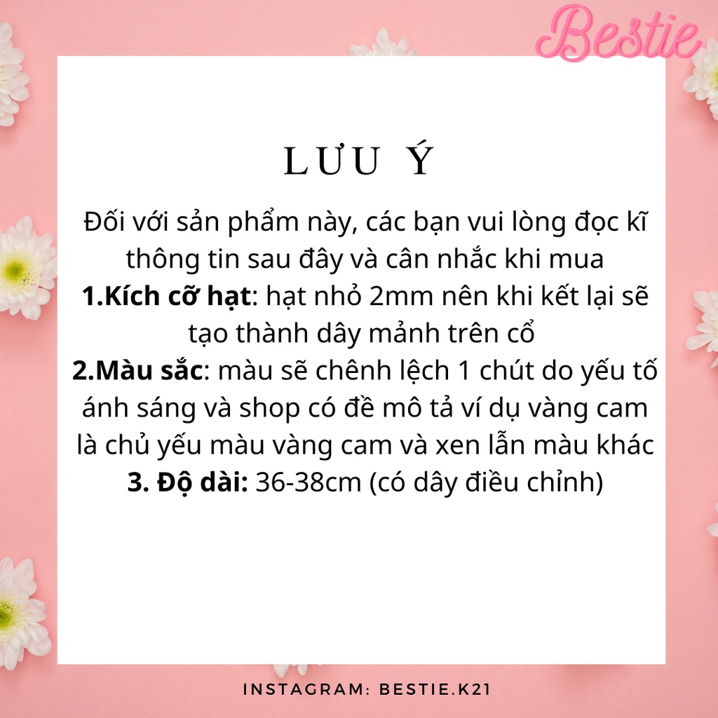 Vòng cổ/choker hạt nhiều màu mix hoa cúc daisy phong cách dễ thương dây mảnh hạt nhỏ phù hợp với cổ nhỏ